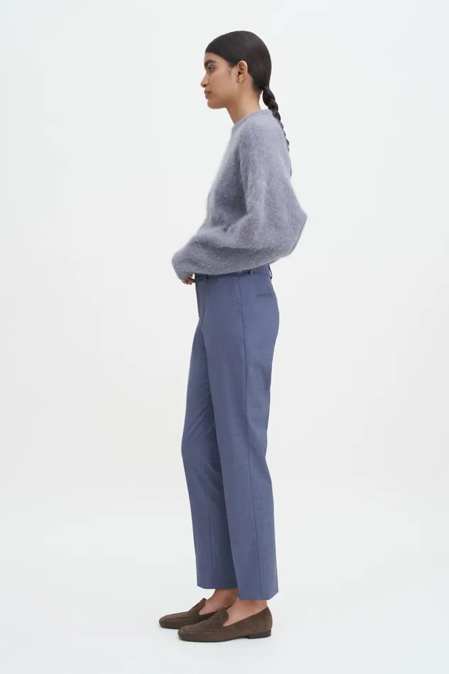 Women Emma Cropped Cool Wool Trousers Dusty Blue Filippa K Trousers