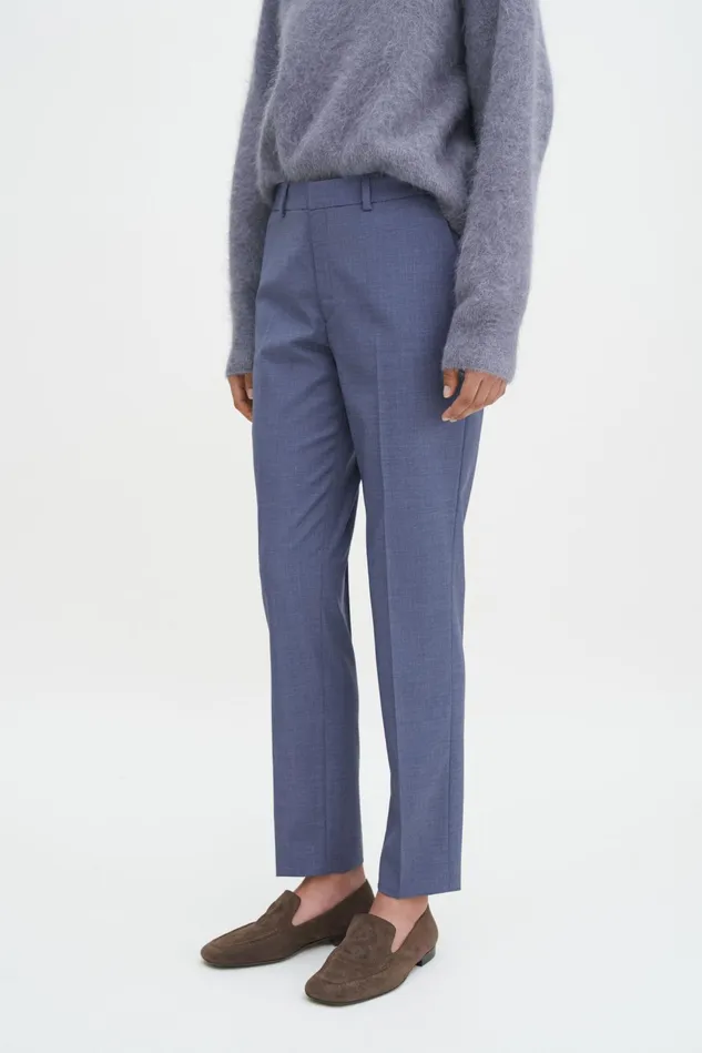Women Emma Cropped Cool Wool Trousers Dusty Blue Filippa K Trousers