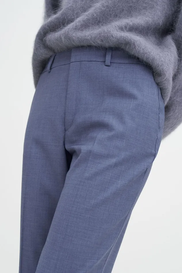 Women Emma Cropped Cool Wool Trousers Dusty Blue Filippa K Trousers