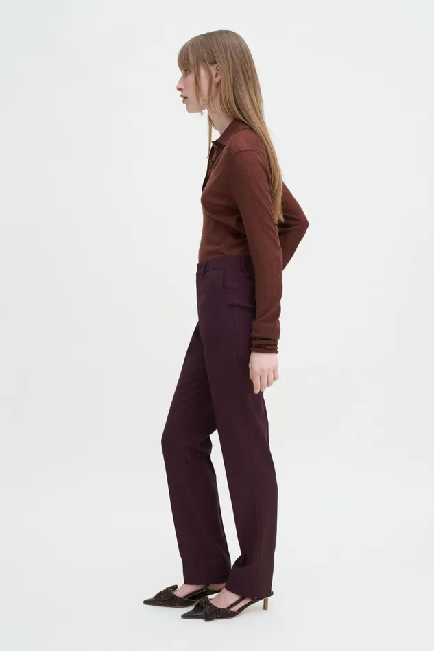Women Emma Wool Trousers Burgundy Filippa K Trousers