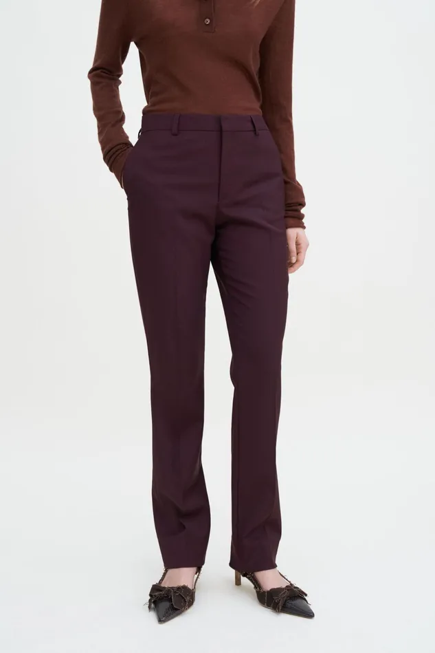 Women Emma Wool Trousers Burgundy Filippa K Trousers