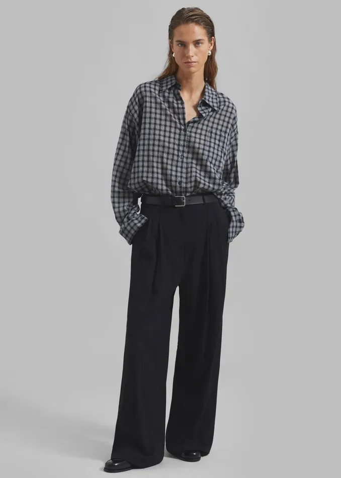 Women Emmett Plaid Shirt 8211 Black The Frankie Shop Tops