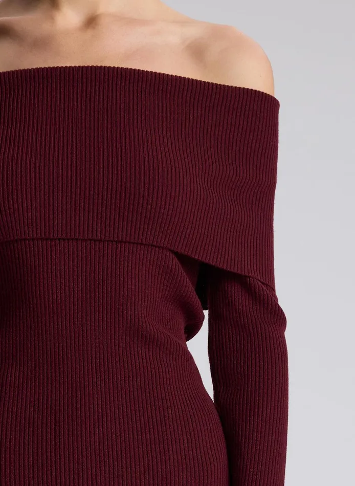 Women Evelyn Merino Off Shoulder Top Burgundy ALC Tops