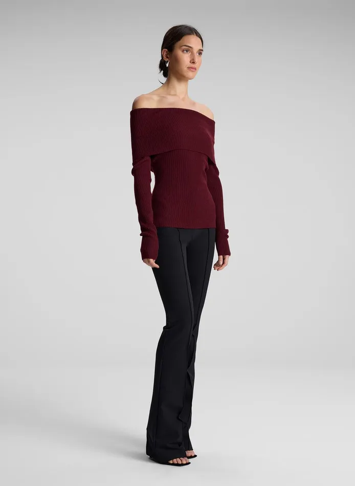 Women Evelyn Merino Off Shoulder Top Burgundy ALC Tops