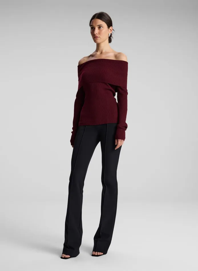 Women Evelyn Merino Off Shoulder Top Burgundy ALC Tops