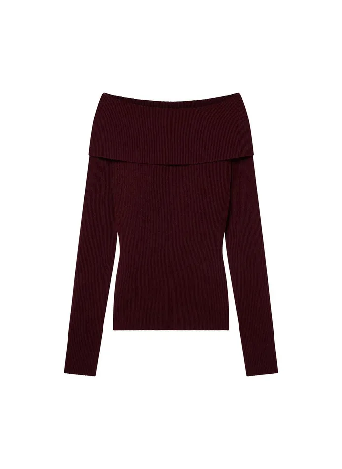 Women Evelyn Merino Off Shoulder Top Burgundy ALC Tops