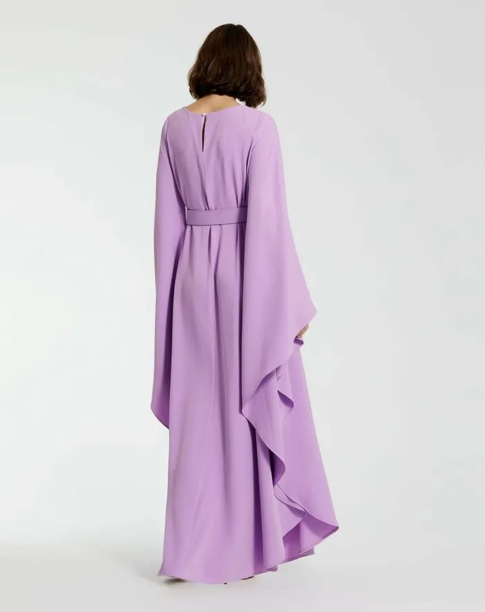 Women Every Day Dresses Mac Duggal Crepe Boat Neck Caftan Dress With Belt Orchid