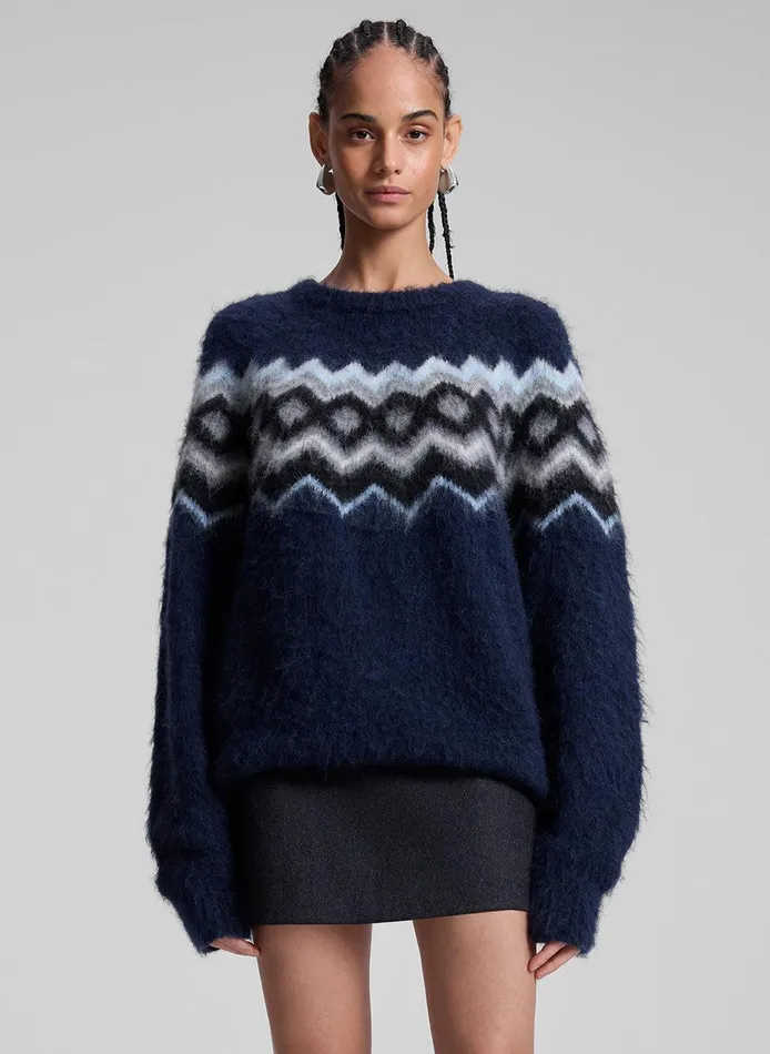 Women Ezra Fairisle Sweater Navy Multi ALC Sweaters