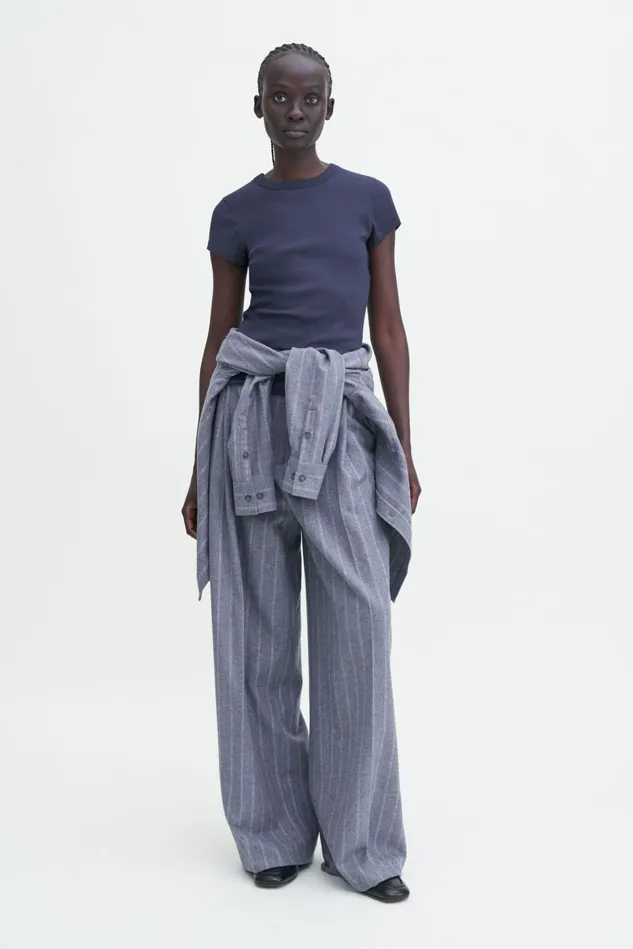 Women Fine Rib Tee Iris Blue Filippa K Tops
