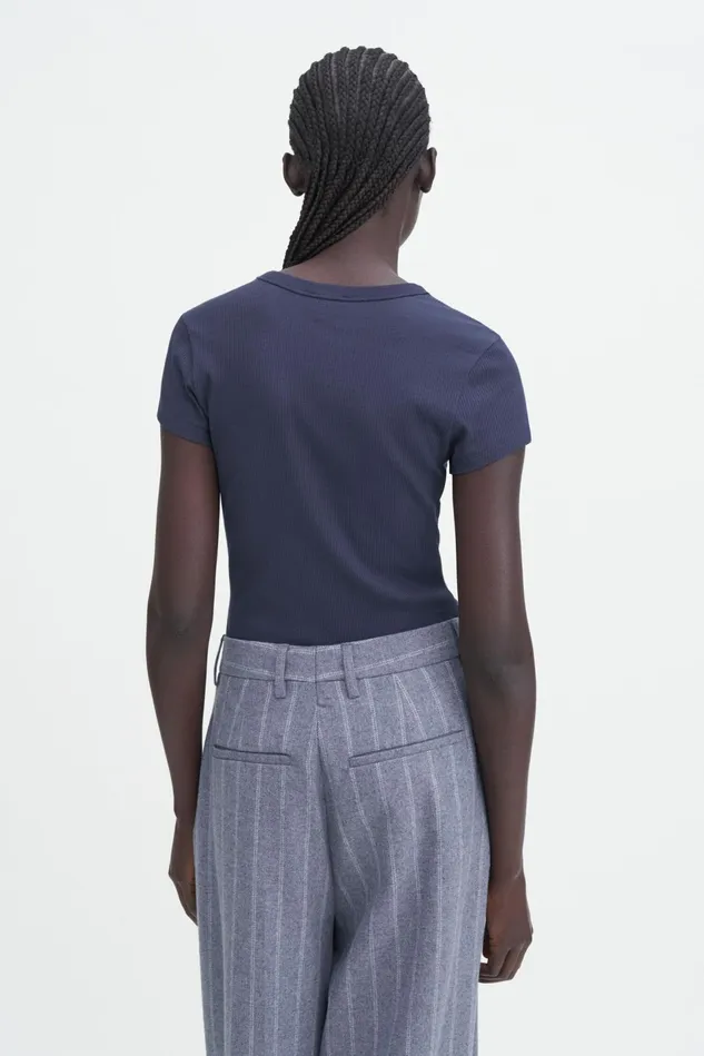 Women Fine Rib Tee Iris Blue Filippa K Tops