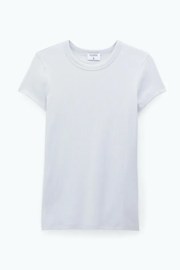 Women Fine Rib Tee Light Grey Filippa K Tops