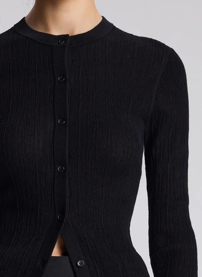 Women Fisher Fine Cotton Cardigan Black ALC Knitwear