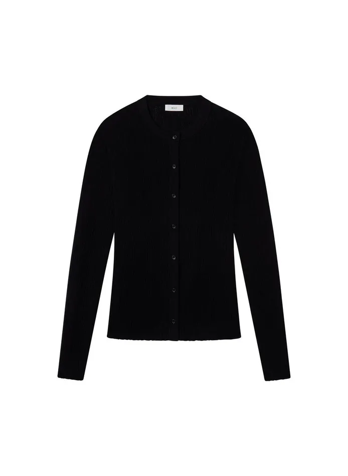 Women Fisher Fine Cotton Cardigan Black ALC Knitwear