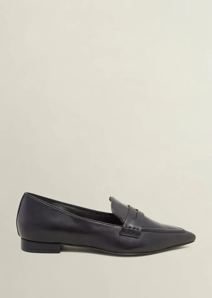 Women Flats Hobbs Alberta Leather Pointed Loafers Black