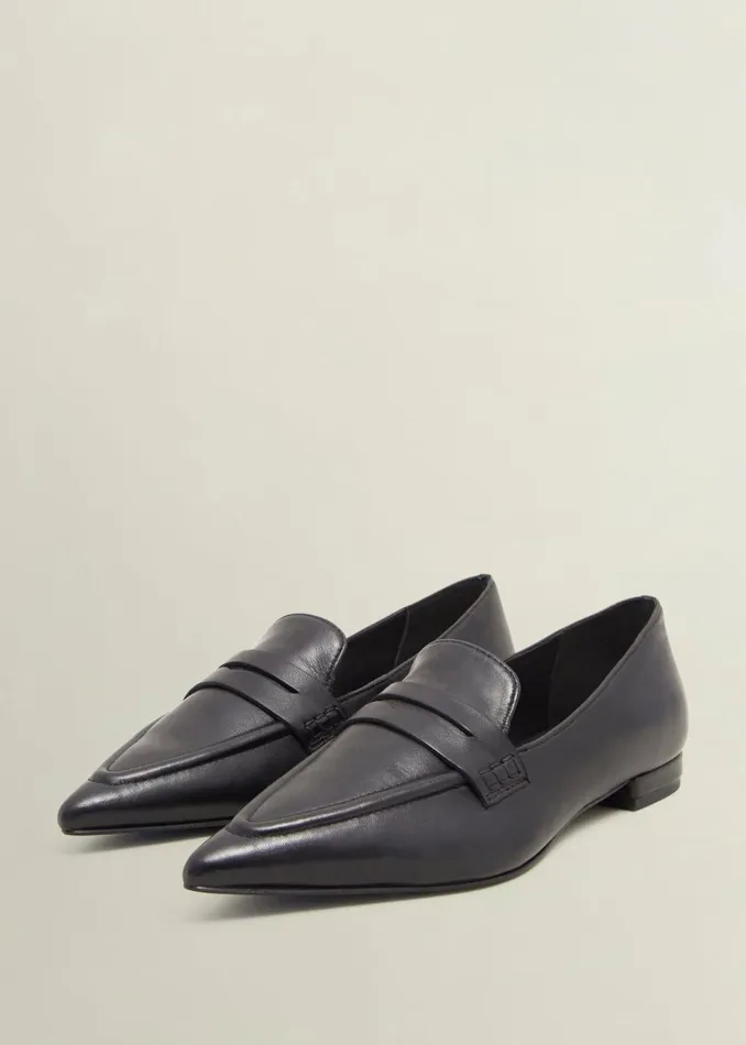 Women Flats Hobbs Alberta Leather Pointed Loafers Black