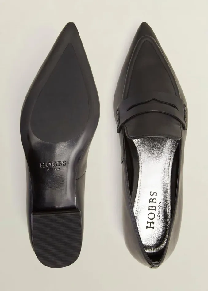 Women Flats Hobbs Alberta Leather Pointed Loafers Black