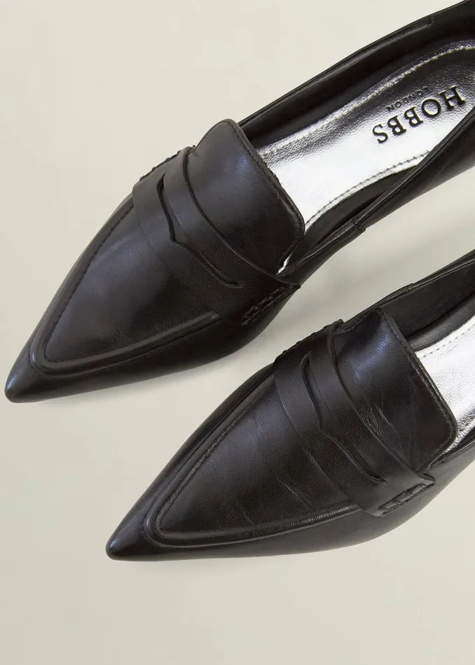 Women Flats Hobbs Alberta Leather Pointed Loafers Black