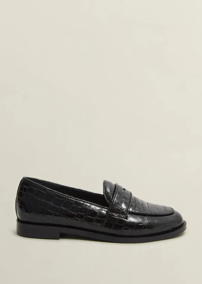 Women Flats Hobbs Lillian Leather Loafers Black