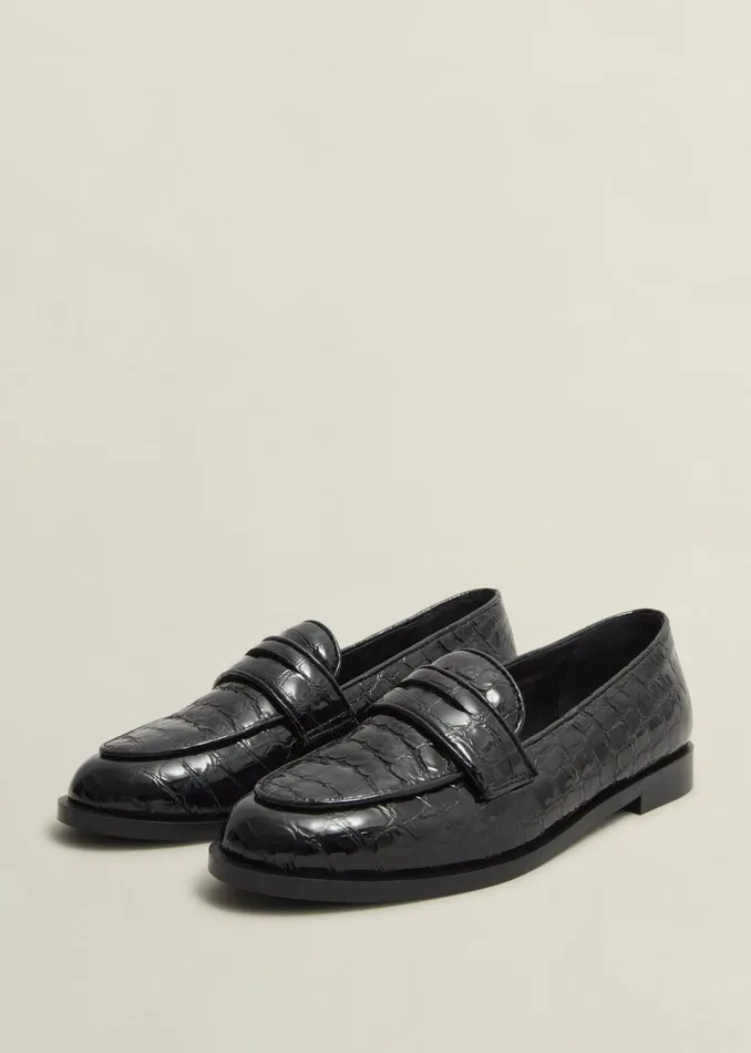 Women Flats Hobbs Lillian Leather Loafers Black