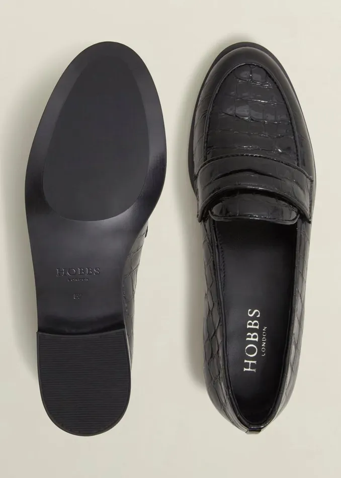 Women Flats Hobbs Lillian Leather Loafers Black
