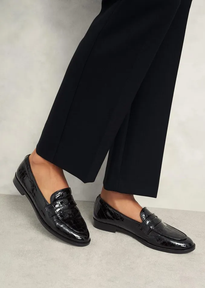 Women Flats Hobbs Lillian Leather Loafers Black