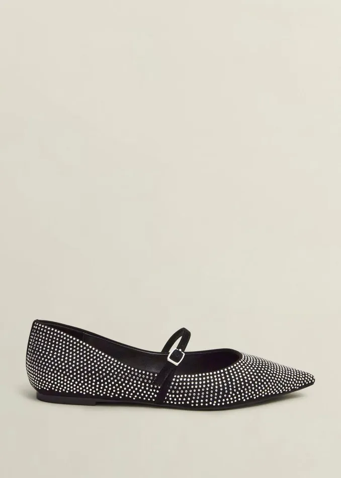 Women Flats Hobbs Sabina Jewelled Mary Janes Silver