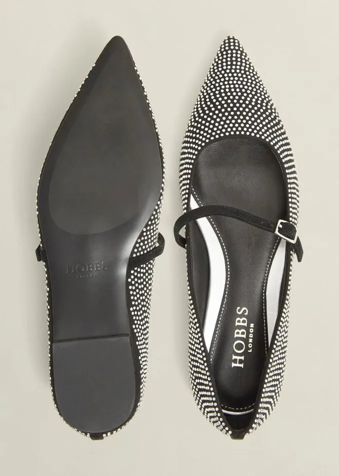 Women Flats Hobbs Sabina Jewelled Mary Janes Silver
