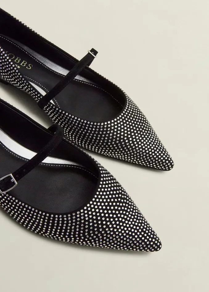 Women Flats Hobbs Sabina Jewelled Mary Janes Silver