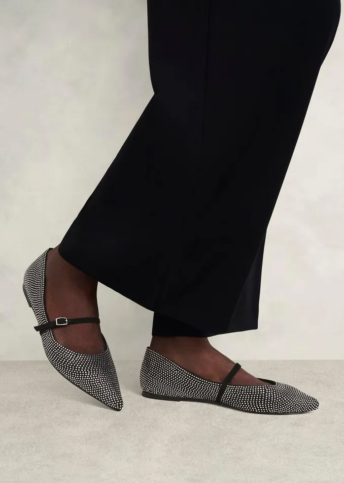 Women Flats Hobbs Sabina Jewelled Mary Janes Silver