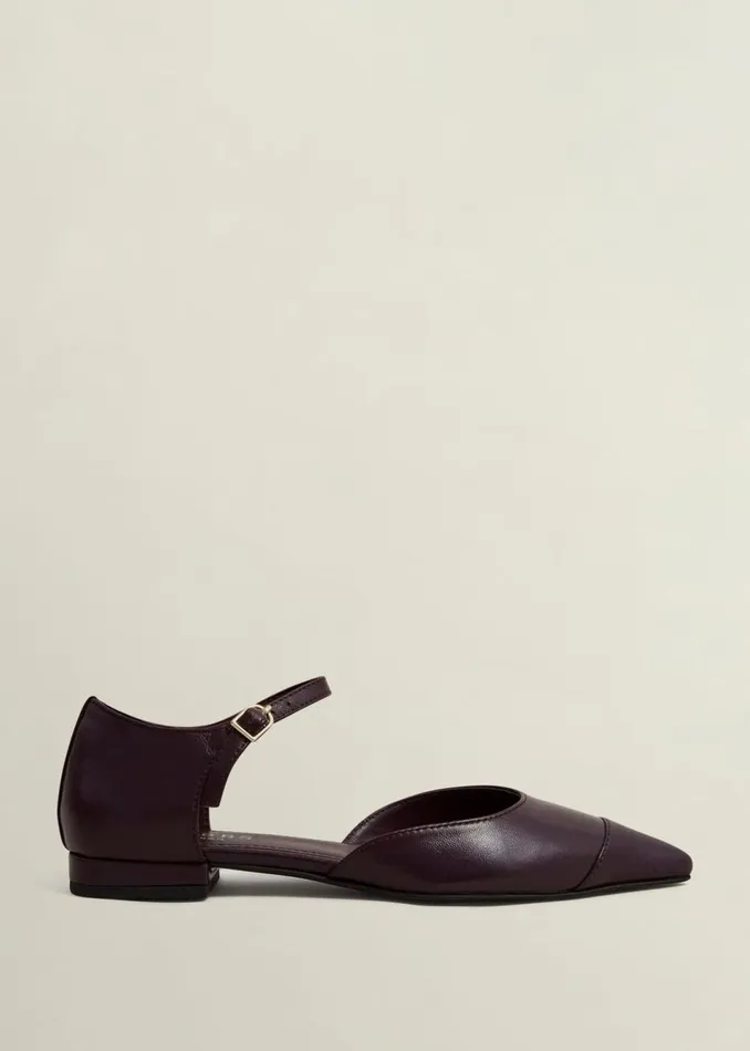 Women Flats Hobbs Seren Leather Flats Malbec Purple
