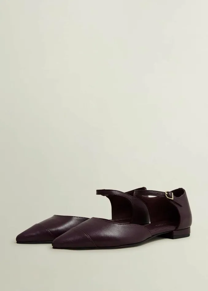 Women Flats Hobbs Seren Leather Flats Malbec Purple