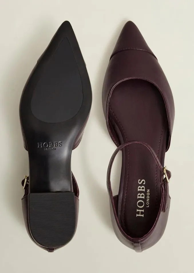 Women Flats Hobbs Seren Leather Flats Malbec Purple
