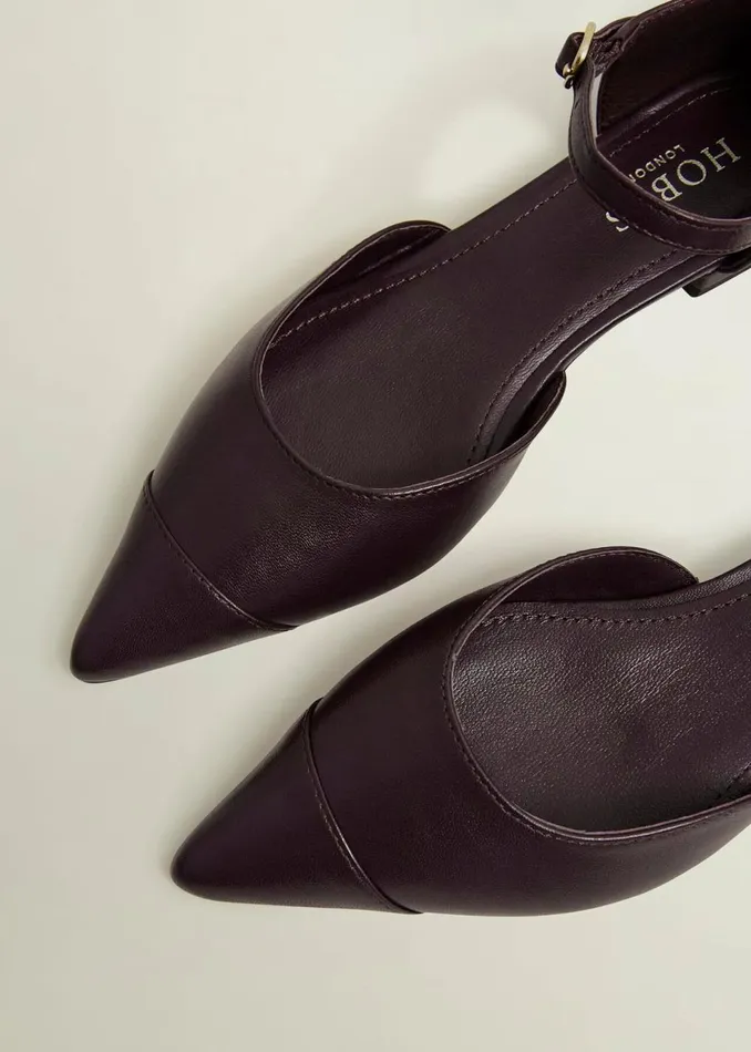 Women Flats Hobbs Seren Leather Flats Malbec Purple