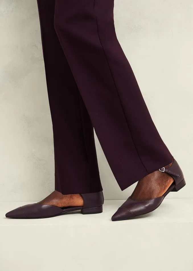 Women Flats Hobbs Seren Leather Flats Malbec Purple
