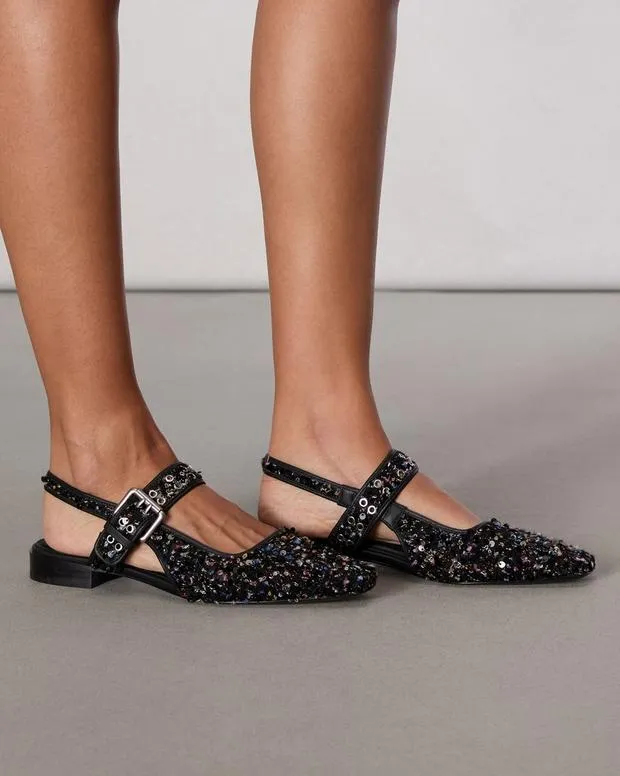 Women Flats Rag and Bone Astra Slingback Flats Black Multi