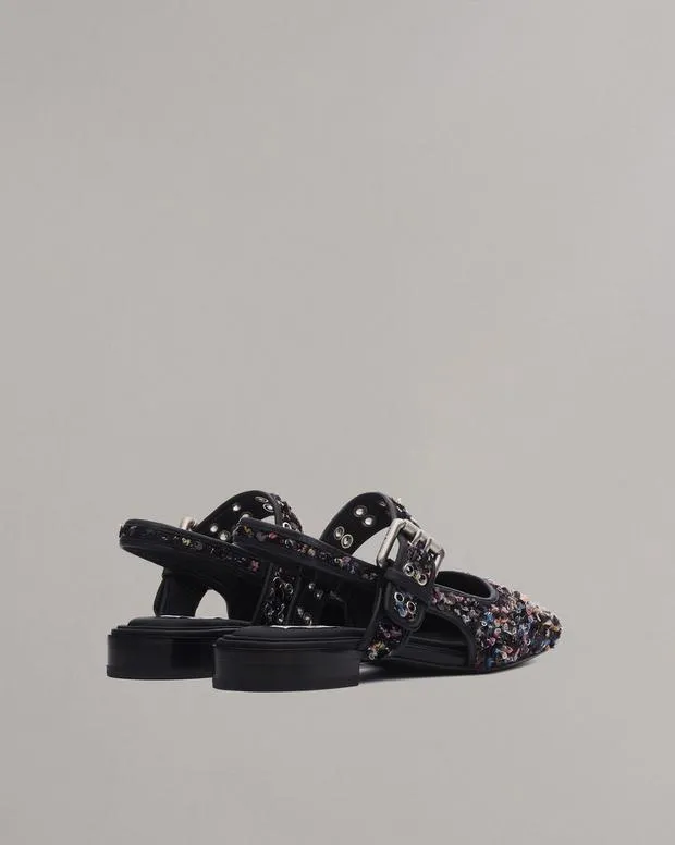 Women Flats Rag and Bone Astra Slingback Flats Black Multi
