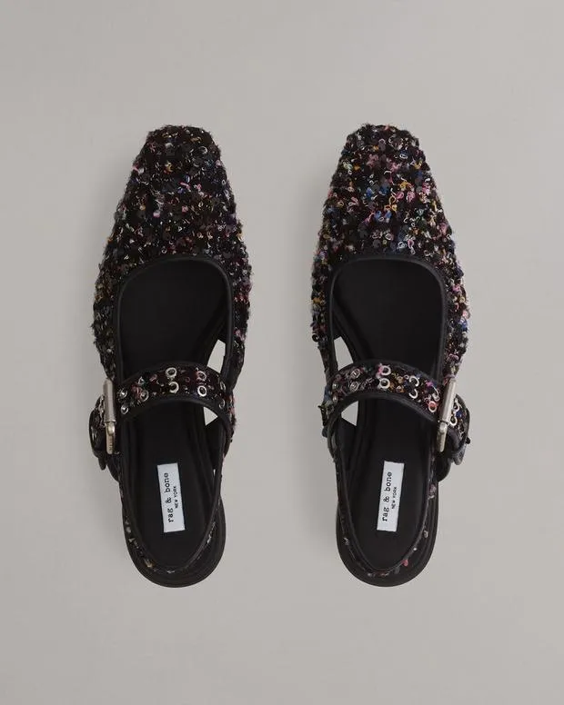 Women Flats Rag and Bone Astra Slingback Flats Black Multi