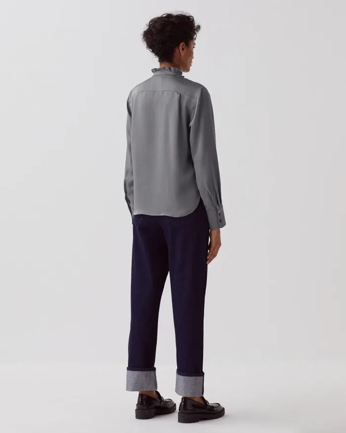 Women Fluid Ruffled Shirt Grey Comptoir Des Cotonniers Blouses and Shirts and Tops Women Fluid Ruffled Shirt Grey Comptoir Des Cotonniers Blouses and Shirts and Tops