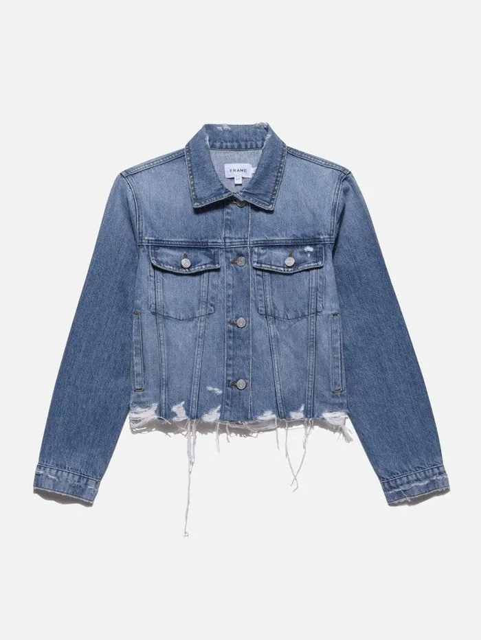 Women FRAME Denim Collections Le Vintage Jacket Raw Hem