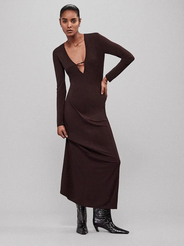 Women FRAME Dresses and Jumpsuits Deep V Jersey Dress Women FRAME Dresses and Jumpsuits Deep V Jersey Dress