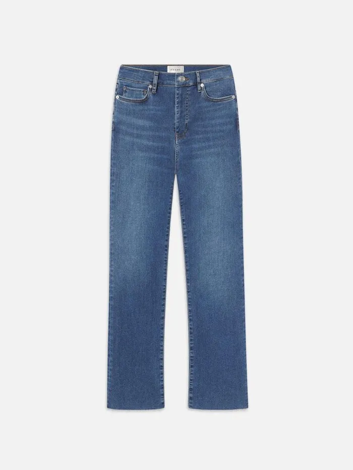 Women FRAME Straight Le High Straight Long Raw Fray
