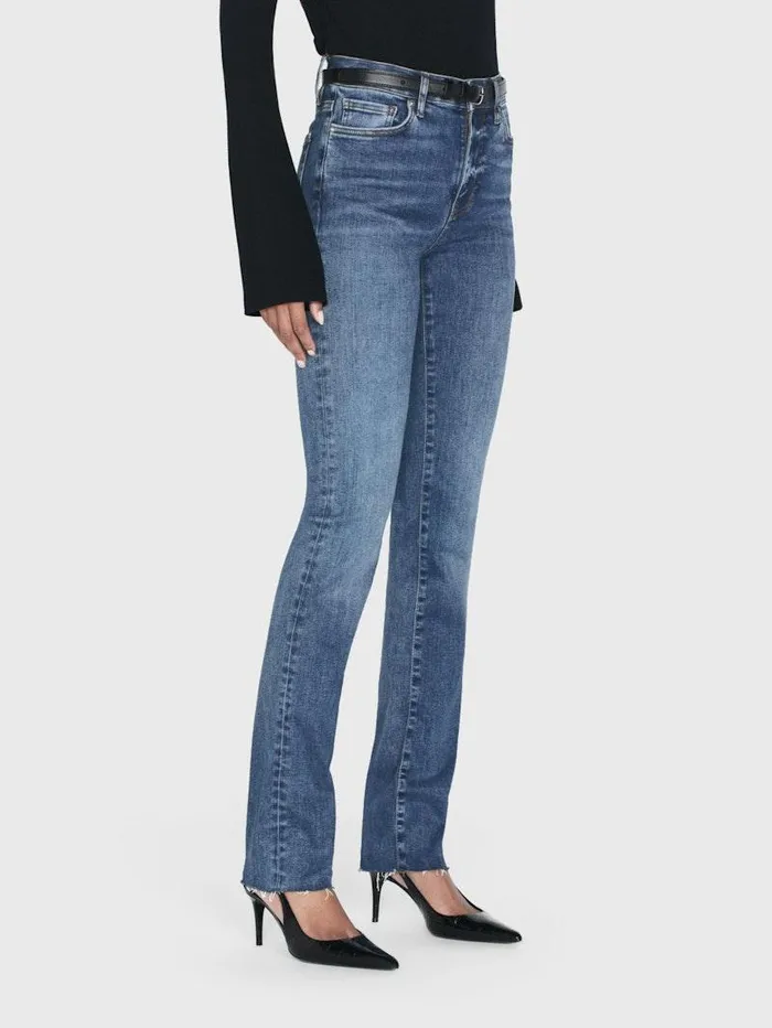 Women FRAME Straight Le High Straight Long Raw Fray