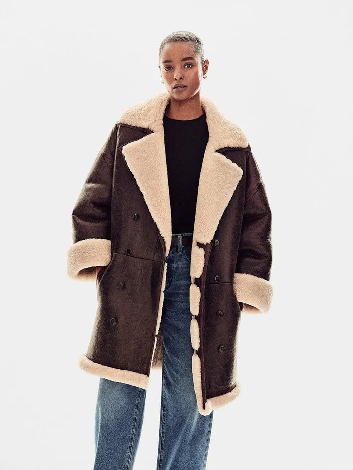 Women FRAME The Alpine Edit Shearling Cocoon Coat