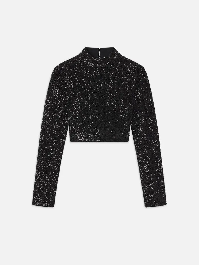Women FRAME Tops and Blouses Cropped Sequin Top