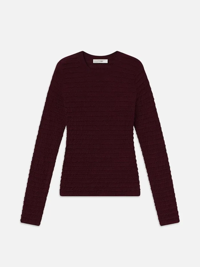 Women FRAME Tops and Blouses Smocked Long Sleeve Crewneck