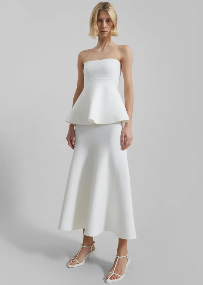 Women Gabrielle Knit Midi Skirt 8211 Off White The Frankie Shop Bottoms