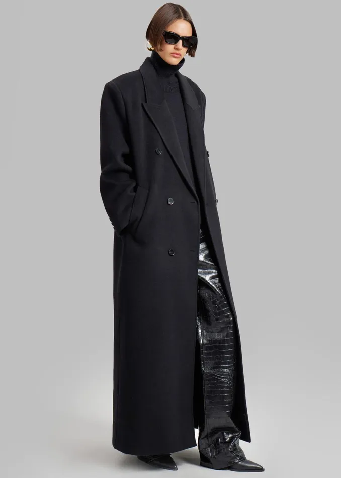 Women Gaia Double Breasted Coat 8211 Black The Frankie Shop Outerwear