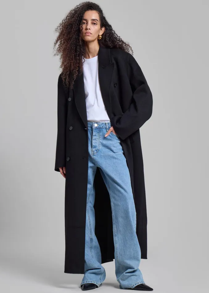 Women Gaia Double Breasted Coat 8211 Black The Frankie Shop Outerwear