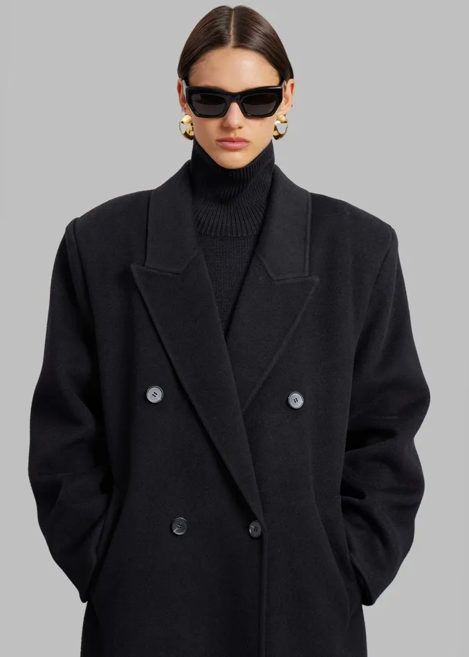 Women Gaia Double Breasted Coat 8211 Black The Frankie Shop Outerwear