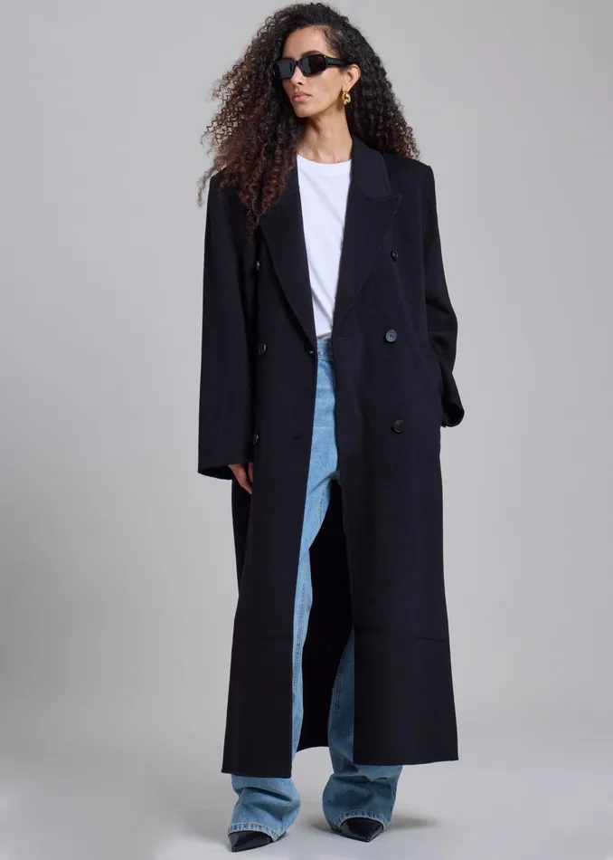 Women Gaia Double Breasted Coat 8211 Black The Frankie Shop Outerwear